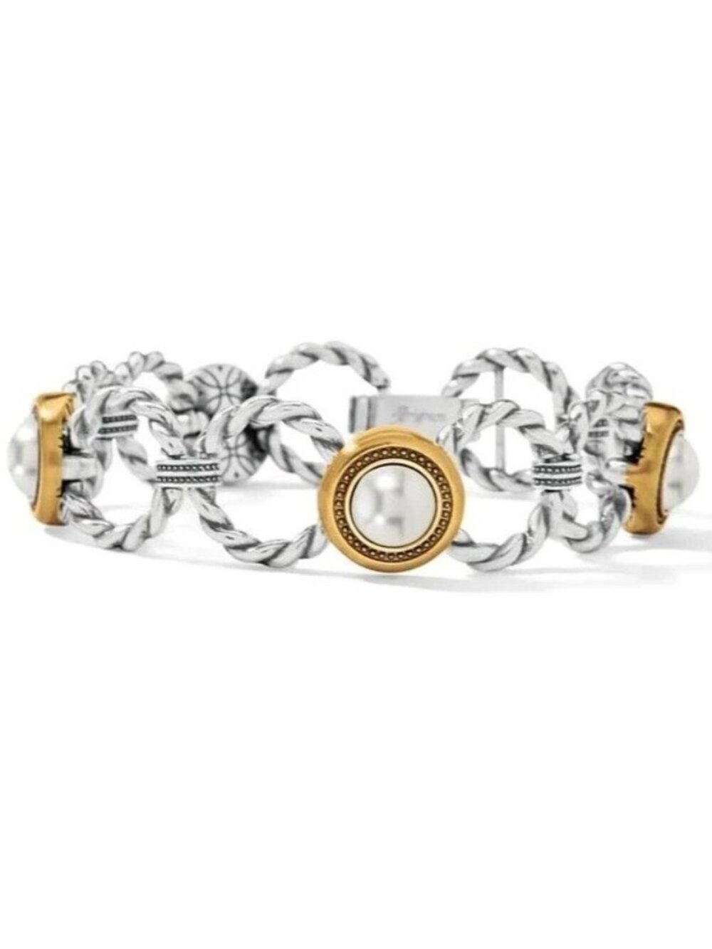 Brighton Meridian Golden Pearl Two-Tone Link Bracelet NWT $108 JF8213
